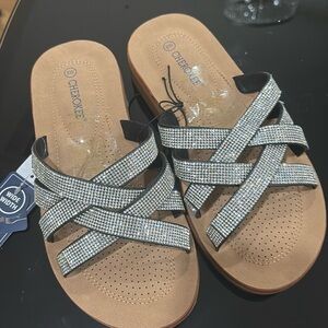 Cherokee Rhinestone Slides Size 8 Wide